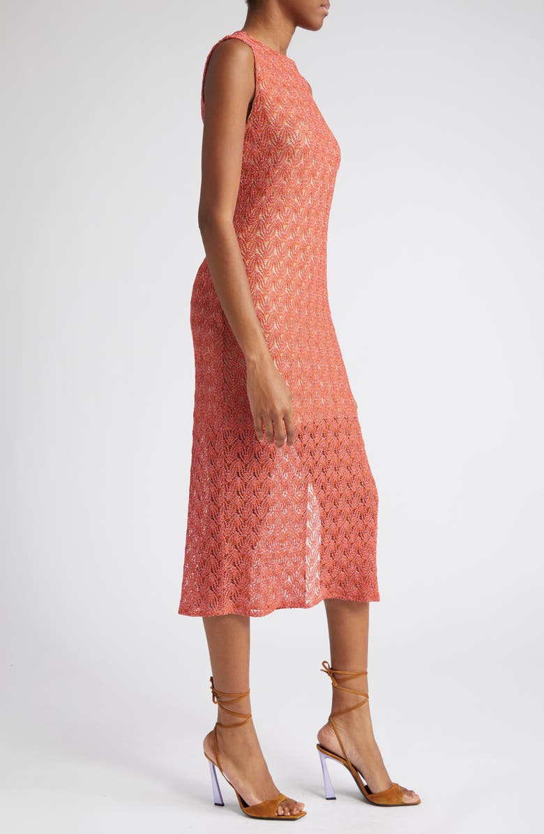 Missoni Chevron Sleeveless Metallic Knit Dress, Alternate, color, 