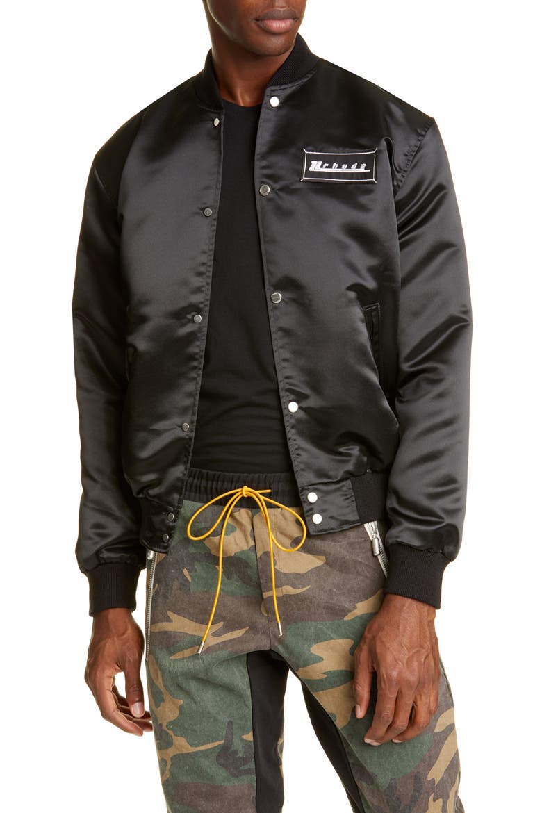 Varsity Bomber Jacket (Nordstrom Exclusive), Main, color, BLACK