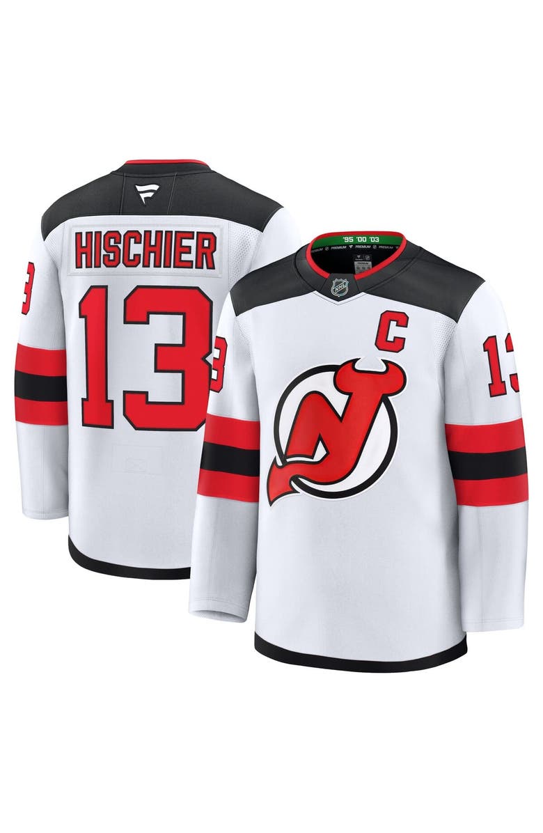 FANATICS Men's Fanatics Nico Hischier White New Jersey Devils Away Premium Jersey, Main, color, 