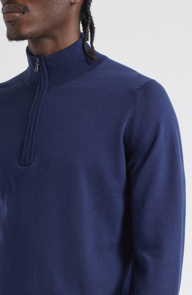 John Smedley Men's Tapton Half Zip Merino Wool Sweater, Alternate, color, Hemingway Blue