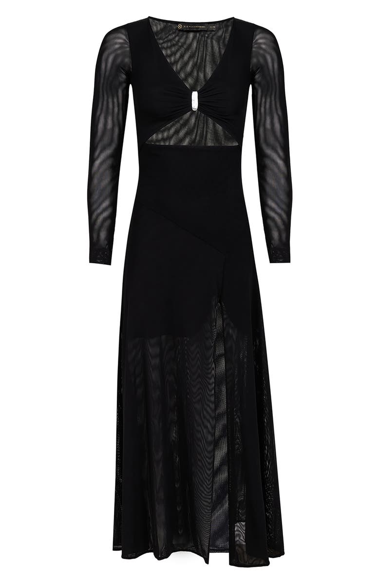 ViX Paula Hermanny Yarin Cutout Long Sleeve Cover-Up Dress, Alternate, color, Black