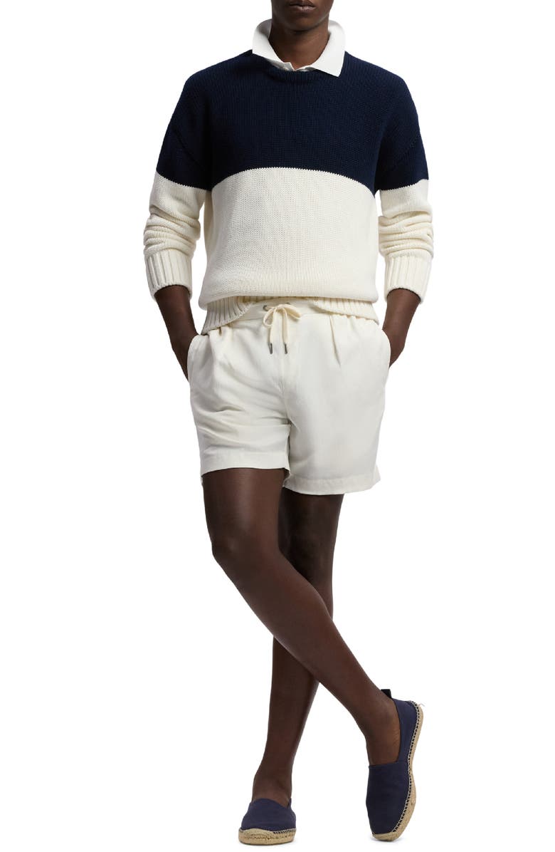 Ralph Lauren Purple Label Colorblock Shaker Stitch Cotton Blend Sweater, Alternate, color, Classic Chairman Navy