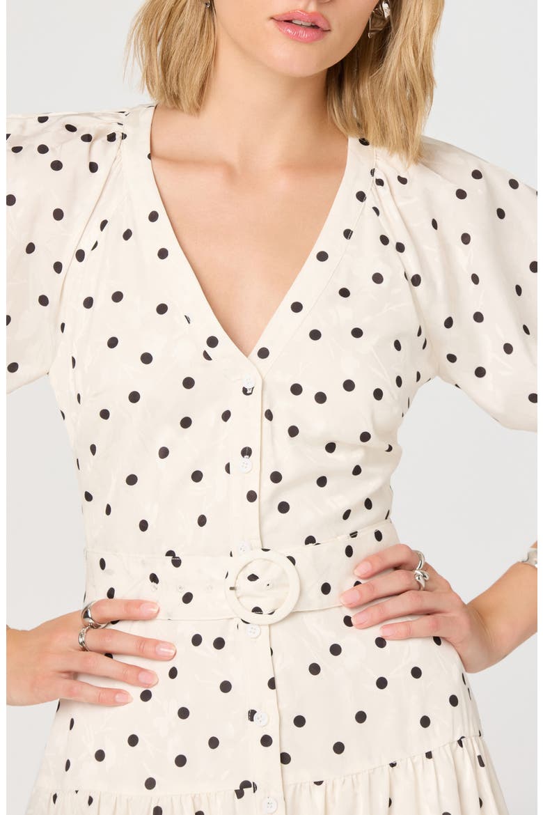 Minnie Belted Puff Sleeve Dress, Alternate, color, POLKA DOT PRINT