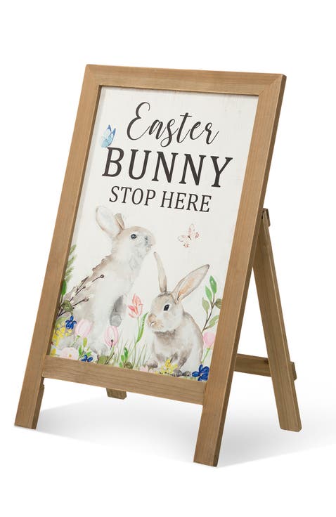 24"H Easter Wooden Bunny Porch Sign or Standing Decor