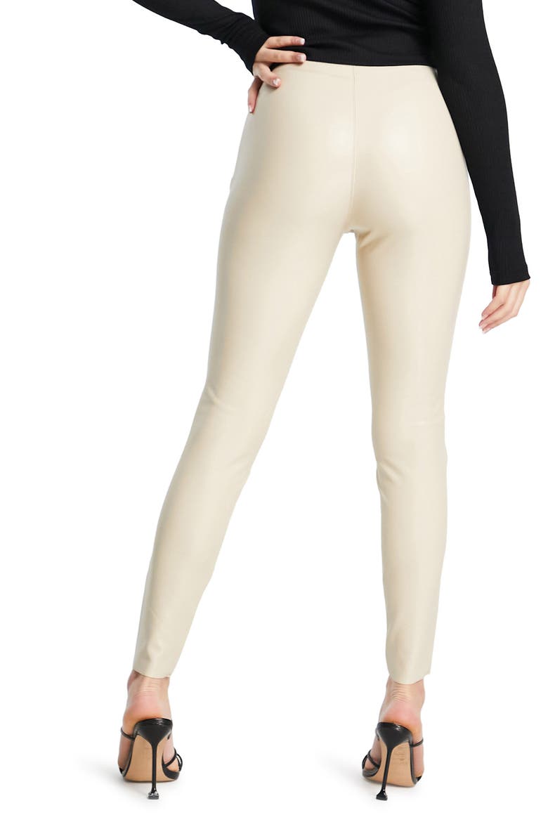 Faux Leather Leggings, Alternate, color, CREAM