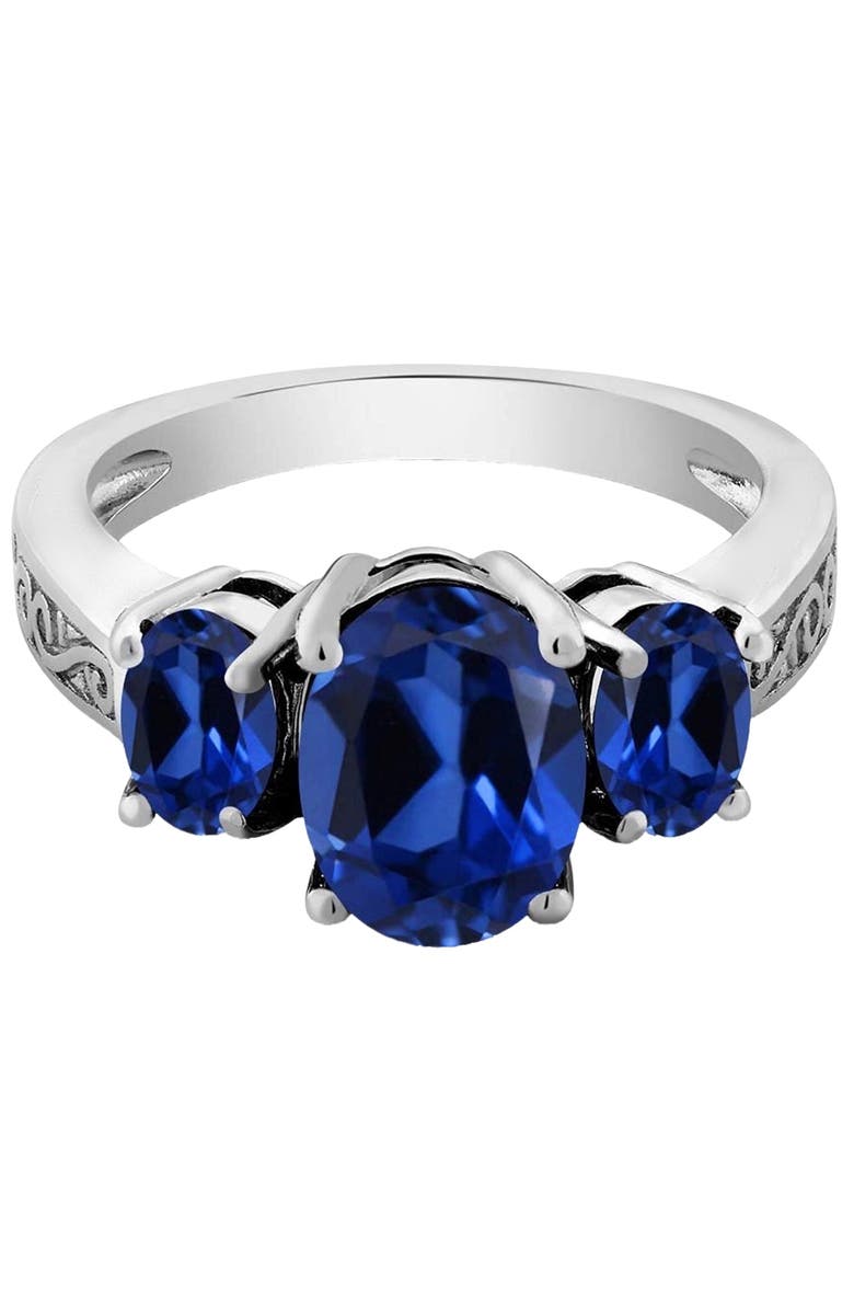 Donatello Gian Oval Cut Tri Stone Ring, Main, color, Blue