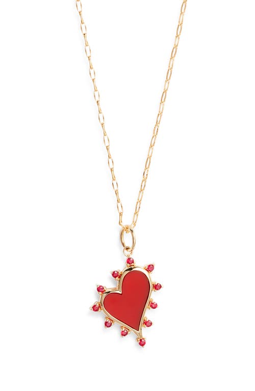 Monica Rich Kosann 18k Gold Mini Carnelian Pendant Necklace In Gold