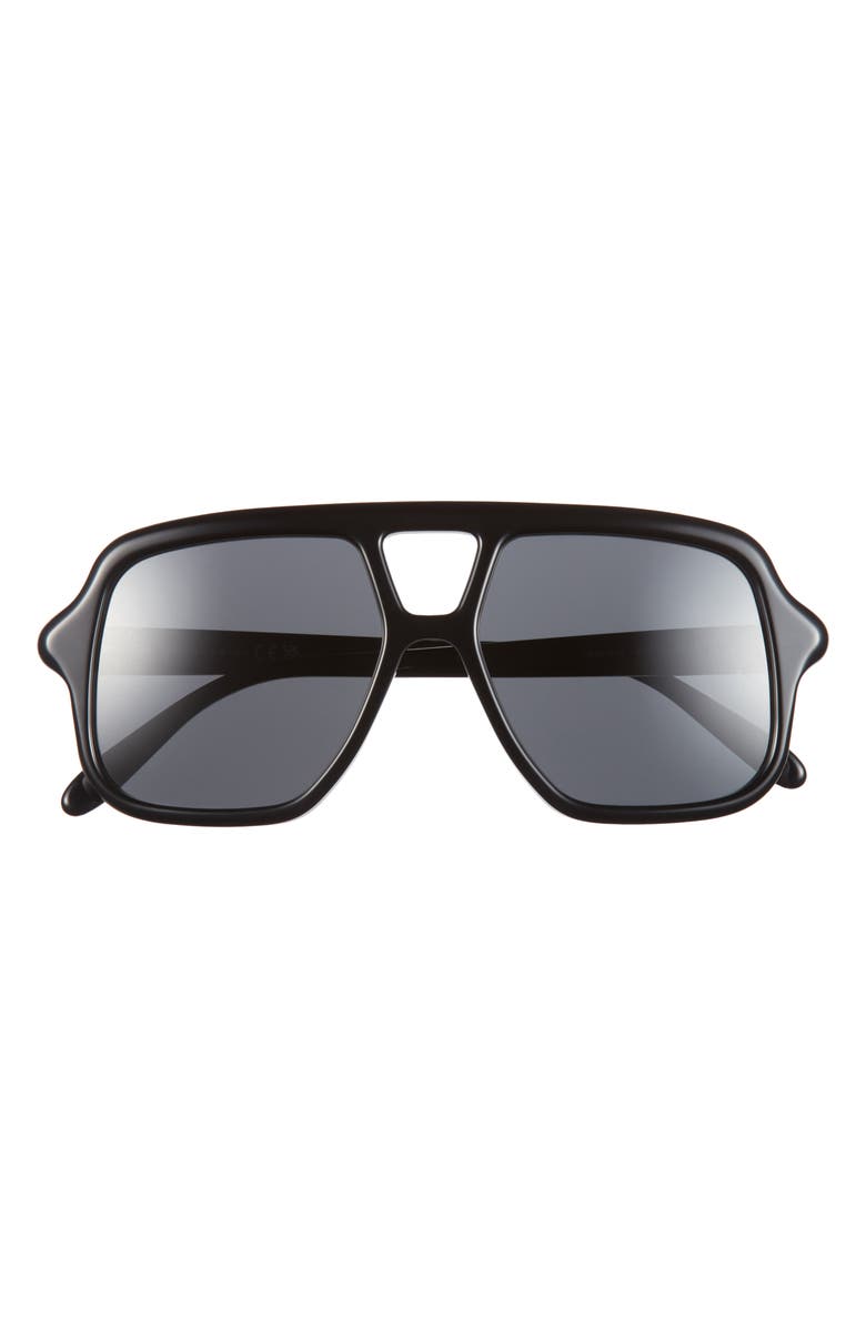 Loewe Slim Rectangular Sunglasses, Main, color, Shiny Black / Smoke
