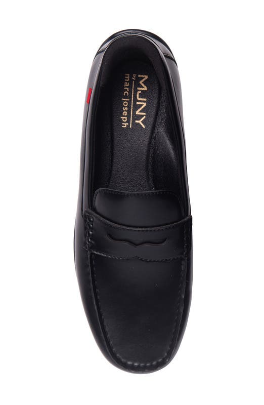 Marc Joseph New York John Street Hands Free Technology Leather Penny Loafer, Alternate, color, Black Napa Leather