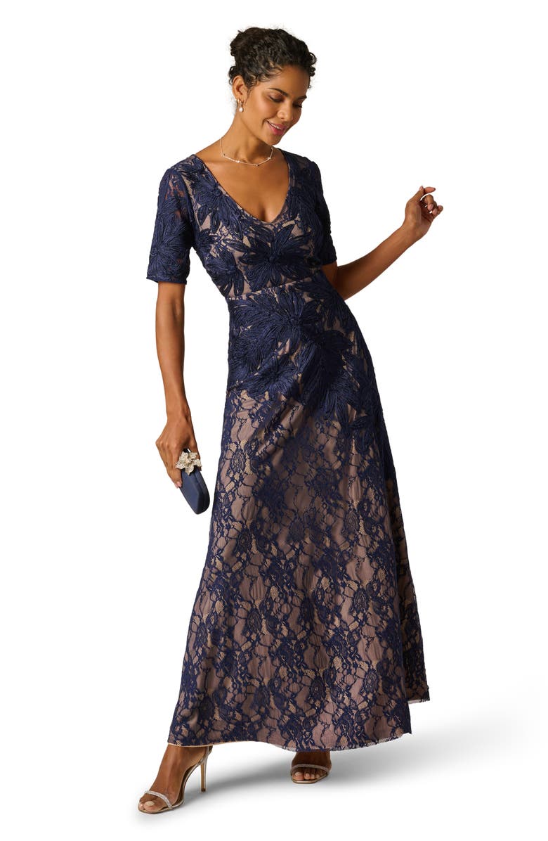 Adrianna Papell Soutache Lace Gown, Alternate, color, 