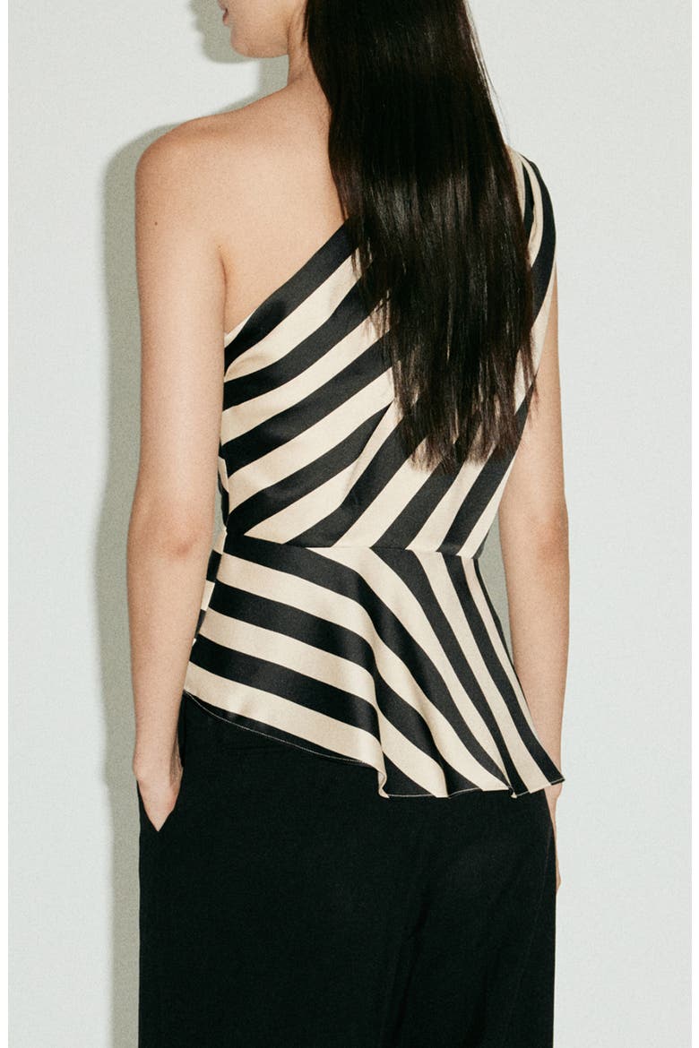 Stripe One-Shoulder Top, Alternate, color, ECRU