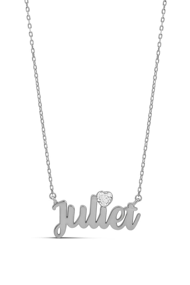 Name & Floating Heart Pendant Necklace, Main, color, SILVER