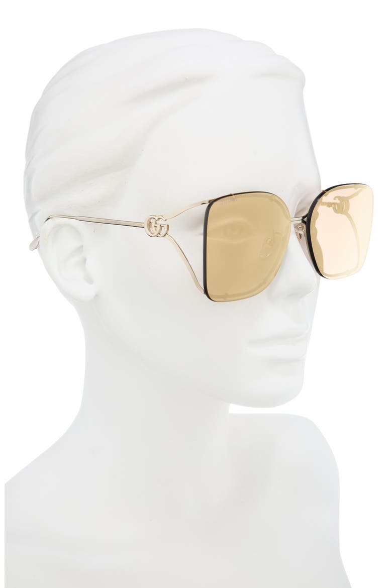 60mm Square Sunglasses, Alternate, color, GOLD GOLD BROWN
