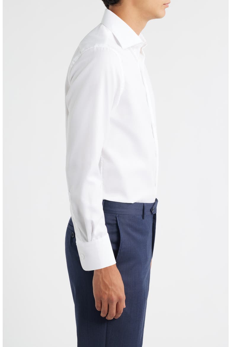 Trim Fit Textured Cotton Dress Shirt, Alternate, color, WHITE