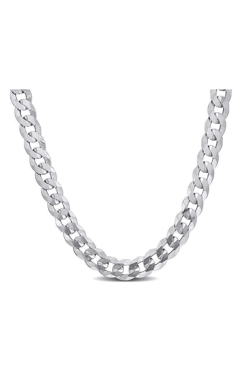 DELMAR Sterling Silver Bevel Curb Chain Necklace, Main, color, Silver