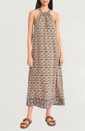 The Good Journey Halter Neck Maxi Dress In Brown