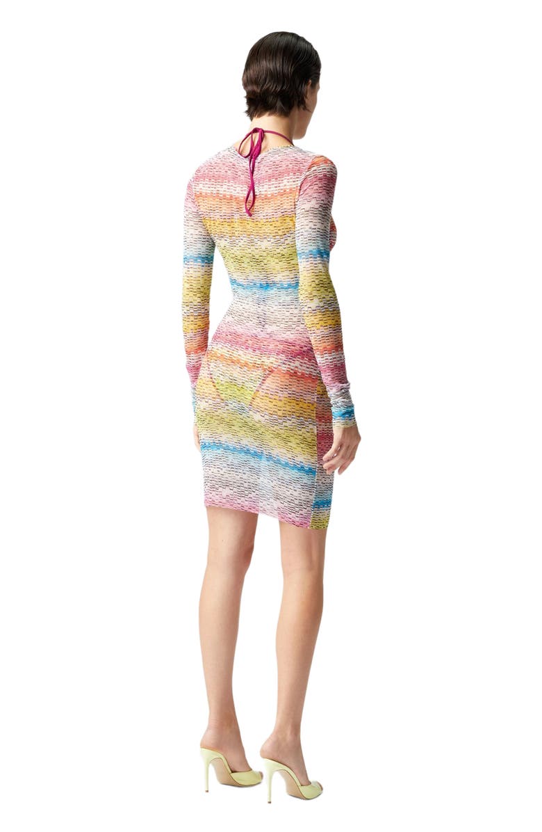 Missoni Long-sleeved Dress In Printed Tulle, Alternate, color, Multicoloured 2