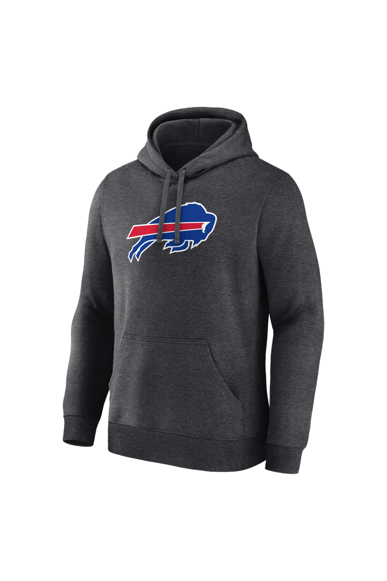 Men's Logo Athletic Heather Charcoal Buffalo Bills Primary Logo Hoodie, Alternate, color, Heather Charcoal