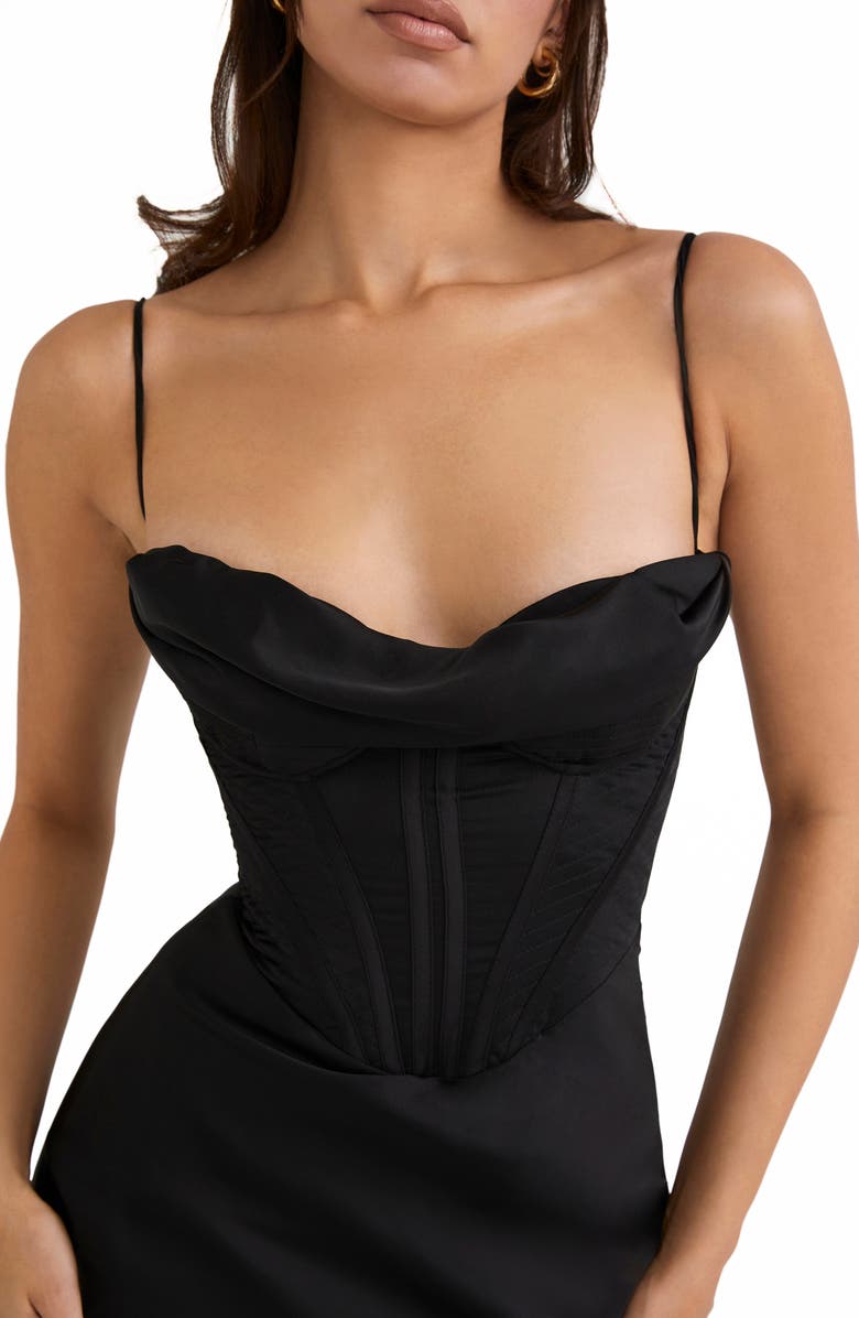 HOUSE OF CB Charmaine Corset Dress, Alternate, color, Black
