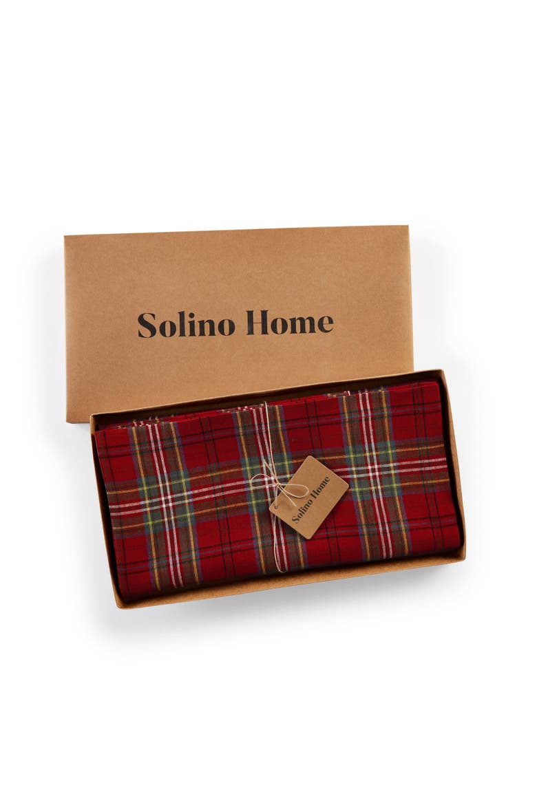 Linen Table Throw 52 x 52 Inch - Classic Tartan Plaid, Alternate, color, Red