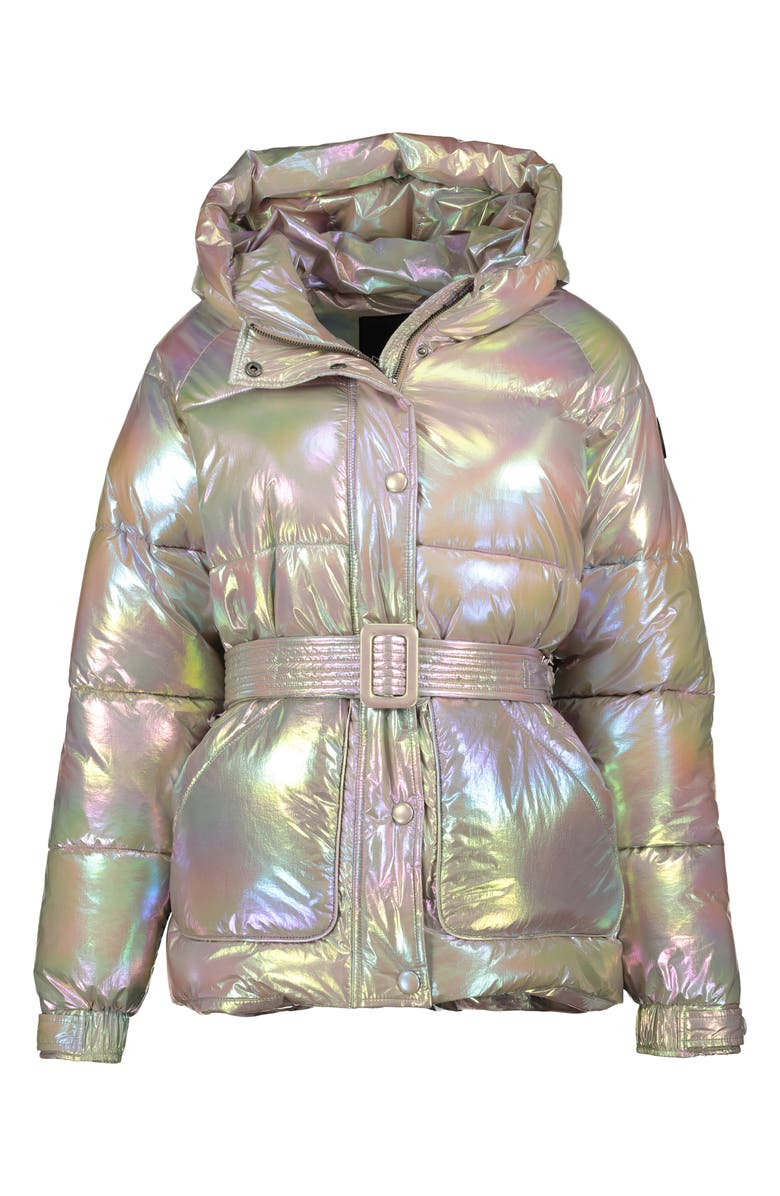 Noize Belted Oversize Hooded Puffer Coat, Alternate, color, Tanzanite