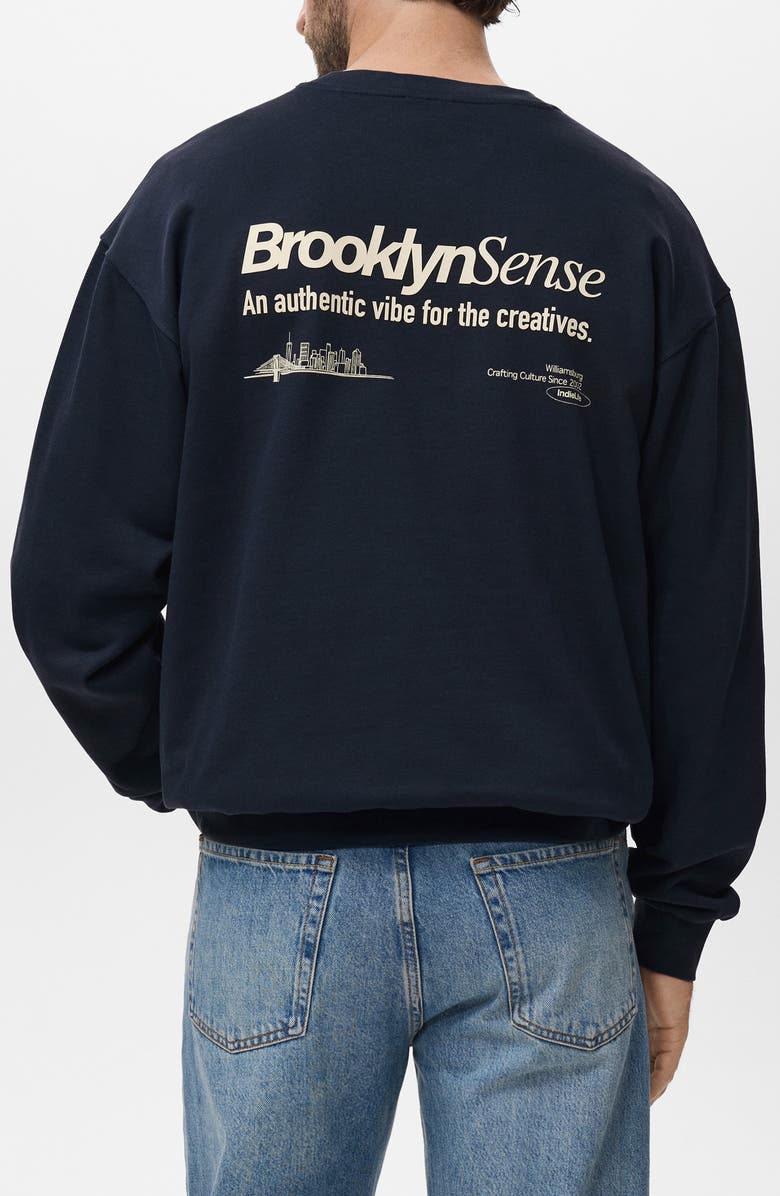 MANGO Cotton Graphic Print Sweatshirt, Alternate, color, Navy