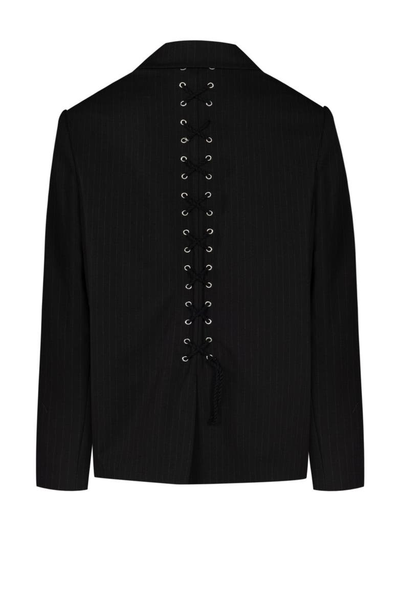 Daydreamers Eyelet Details Striped Blazer, Alternate, color, grey