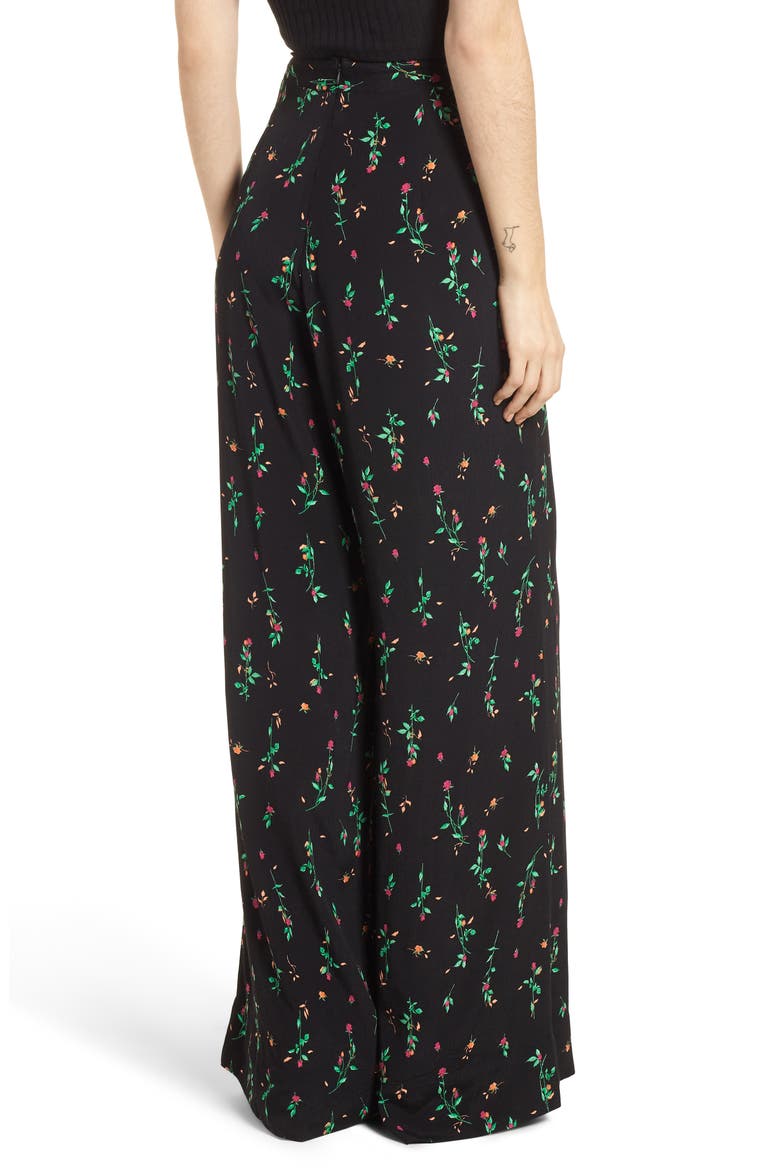 Carter High Waist Wide Leg Pants, Alternate, color, NOIR ROSE DITSY