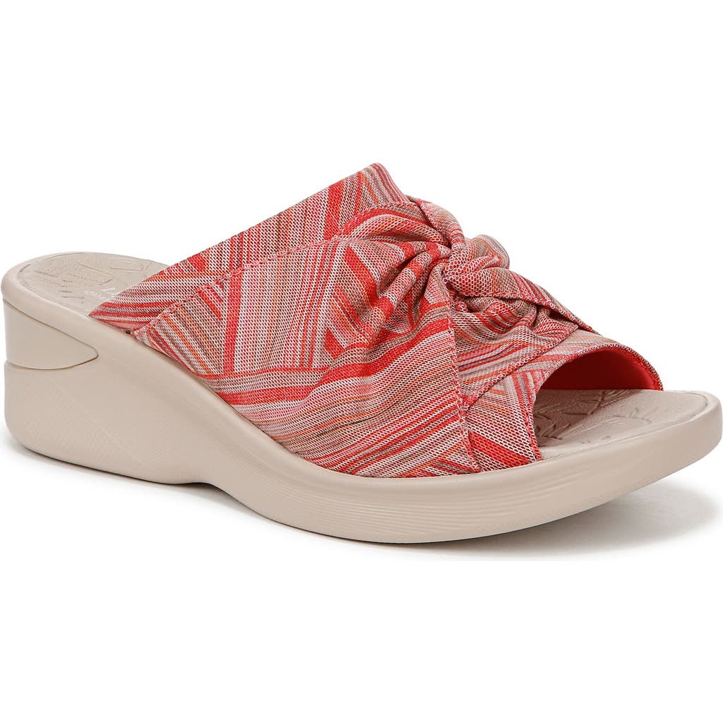 Bzees Women's Smile 3 Washable Slide Wedge Sandals In Pink Stripe