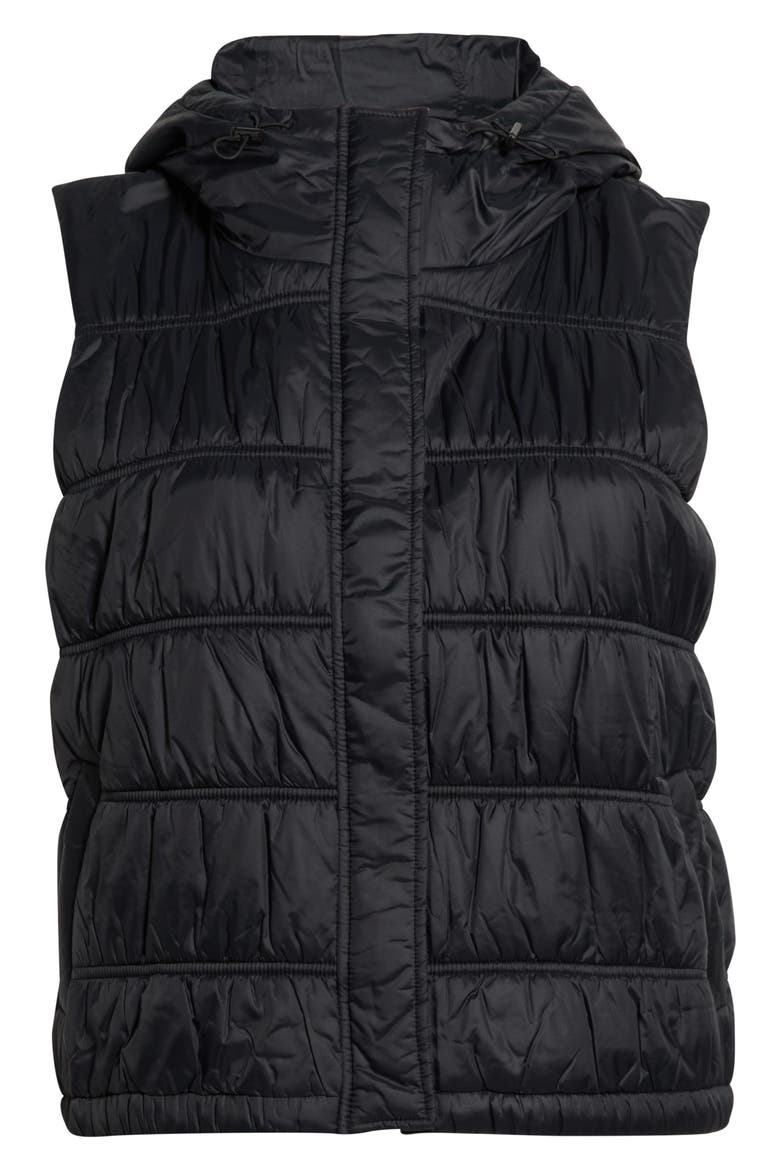 Hooded Ruched Vest, Main, color, BLACK