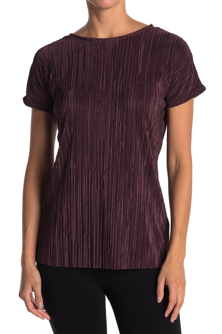 14TH AND UNION Pleated Short Sleeve Top, Main, color, BURGUNDY FUDGE