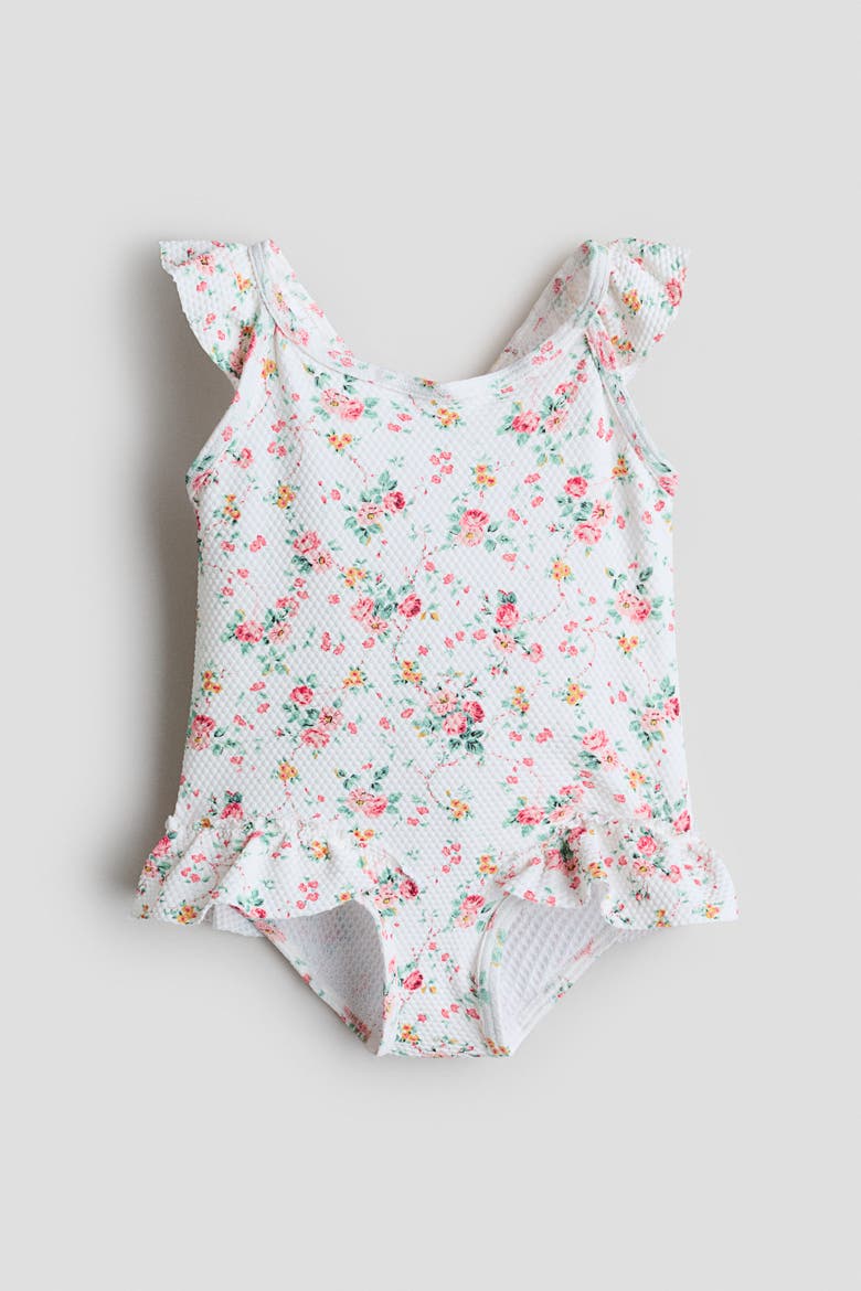 Floral-print Swimsuit, Main, color, White/floral