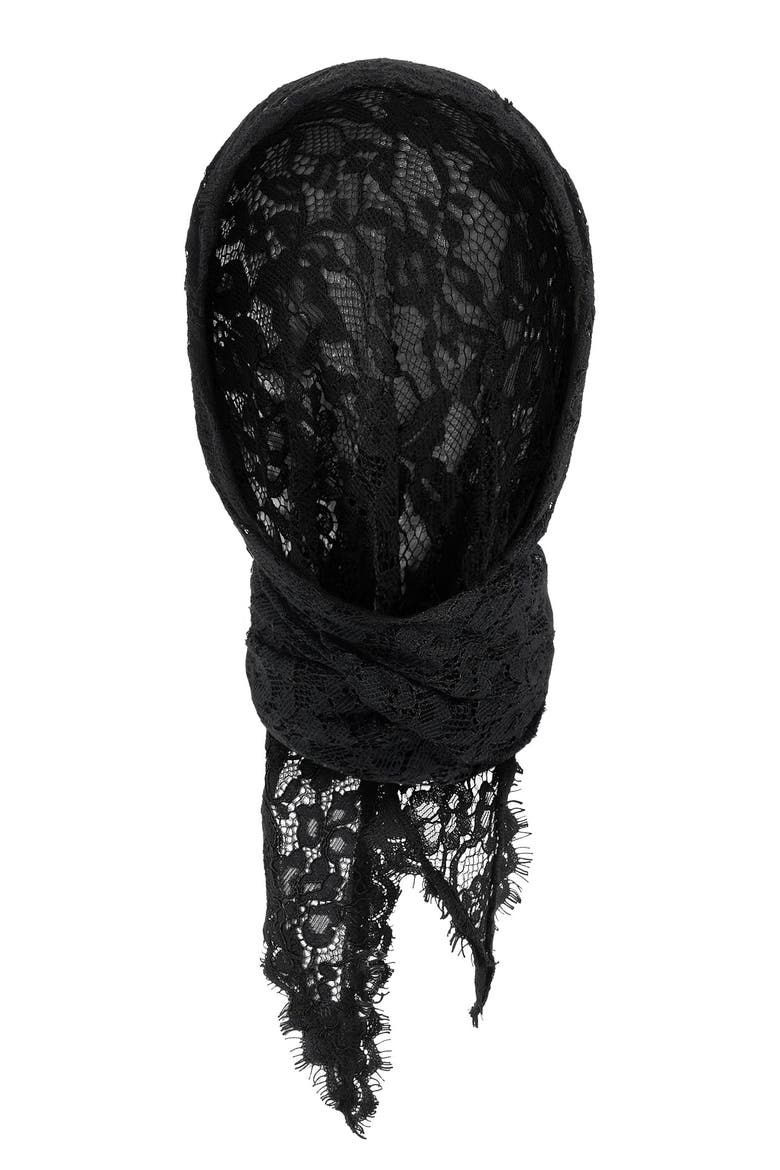 Kadia Lace Head Scarf, Alternate, color, Black
