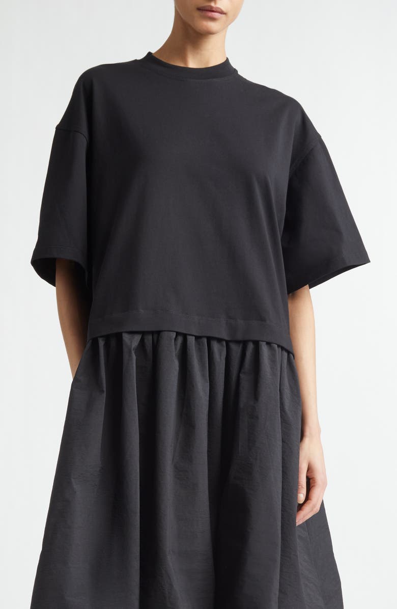 MELITTA BAUMEISTER Combo Jersey & Poplin T-Shirt Dress, Alternate, color, Black