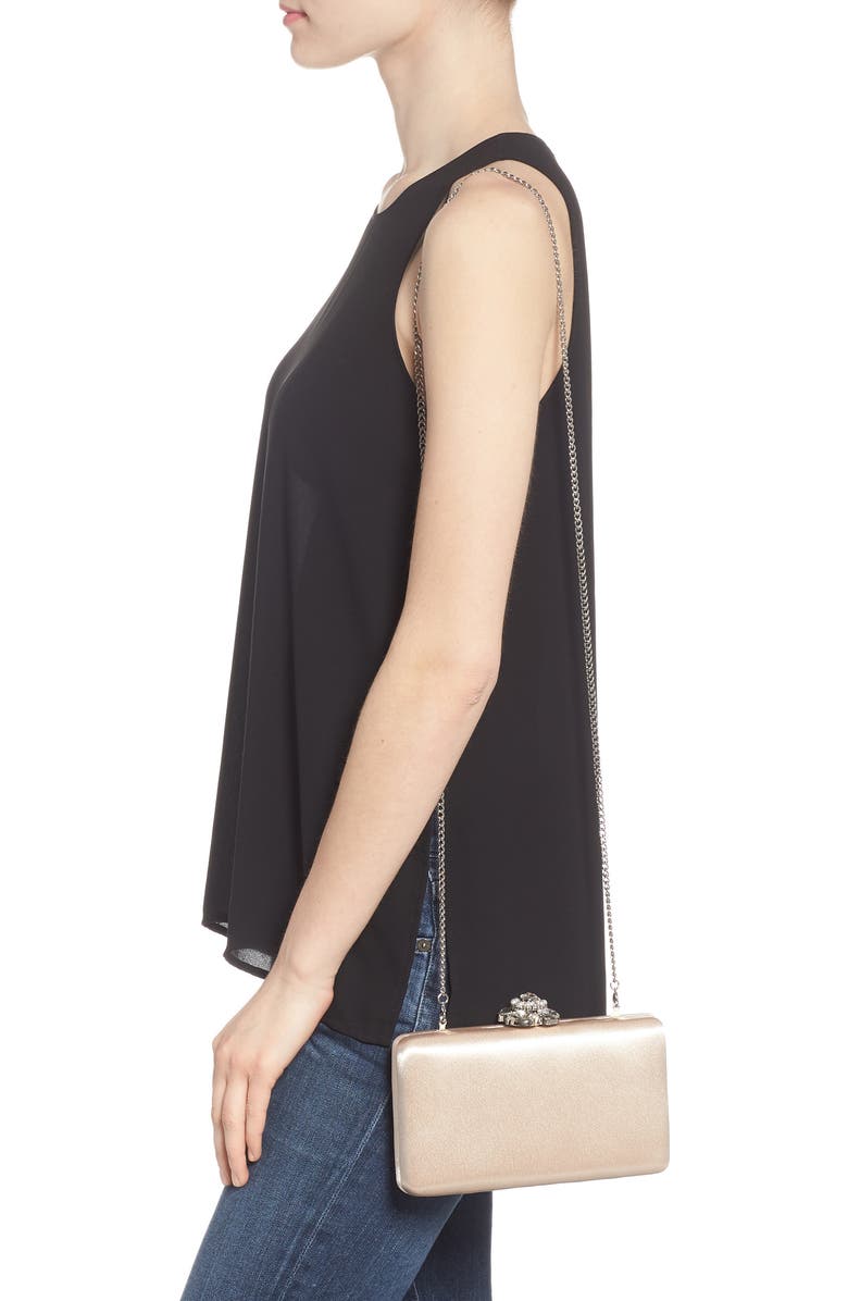 Nordstrom Crystal Imitation Pearl Clasp Box Clutch, Alternate, color,