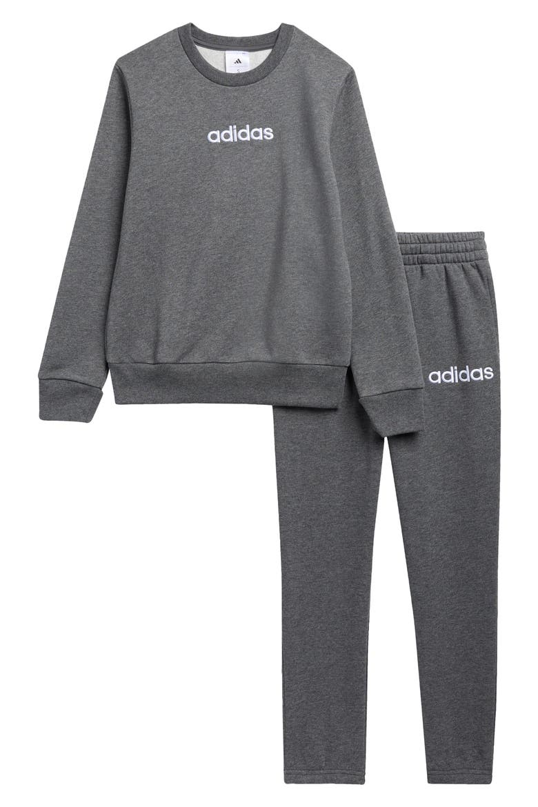 Kids' Linear Fleece Sweatshirt & Joggers Set, Main, color, DARK GREY HEATHER