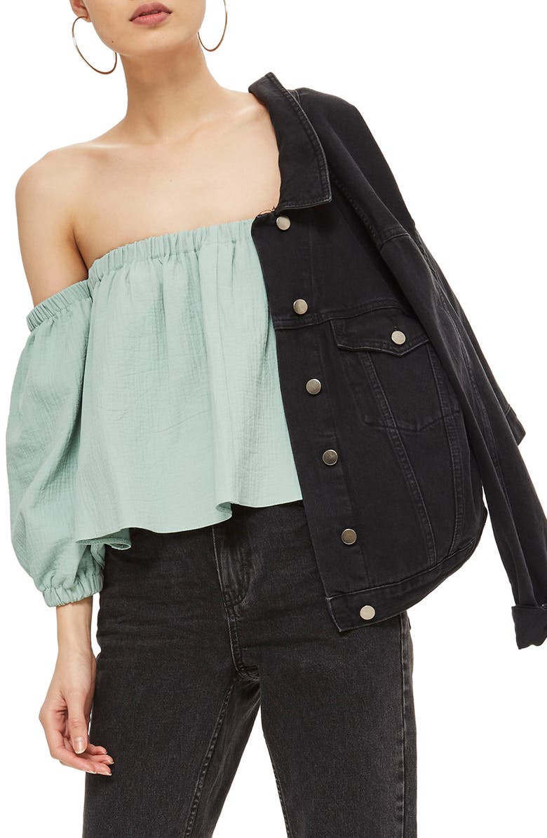 Topshop Laundered Bardot Top, Alternate, color, 