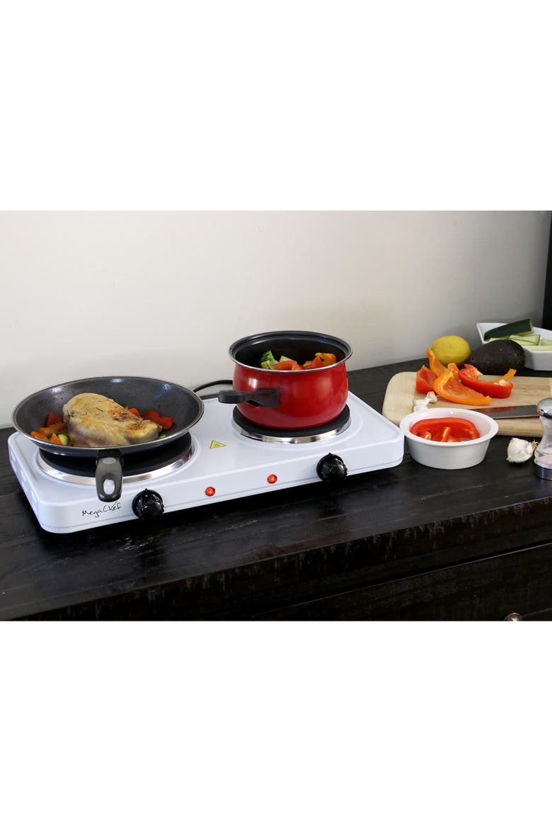 Dual Burner Cooktop, Alternate, color, White