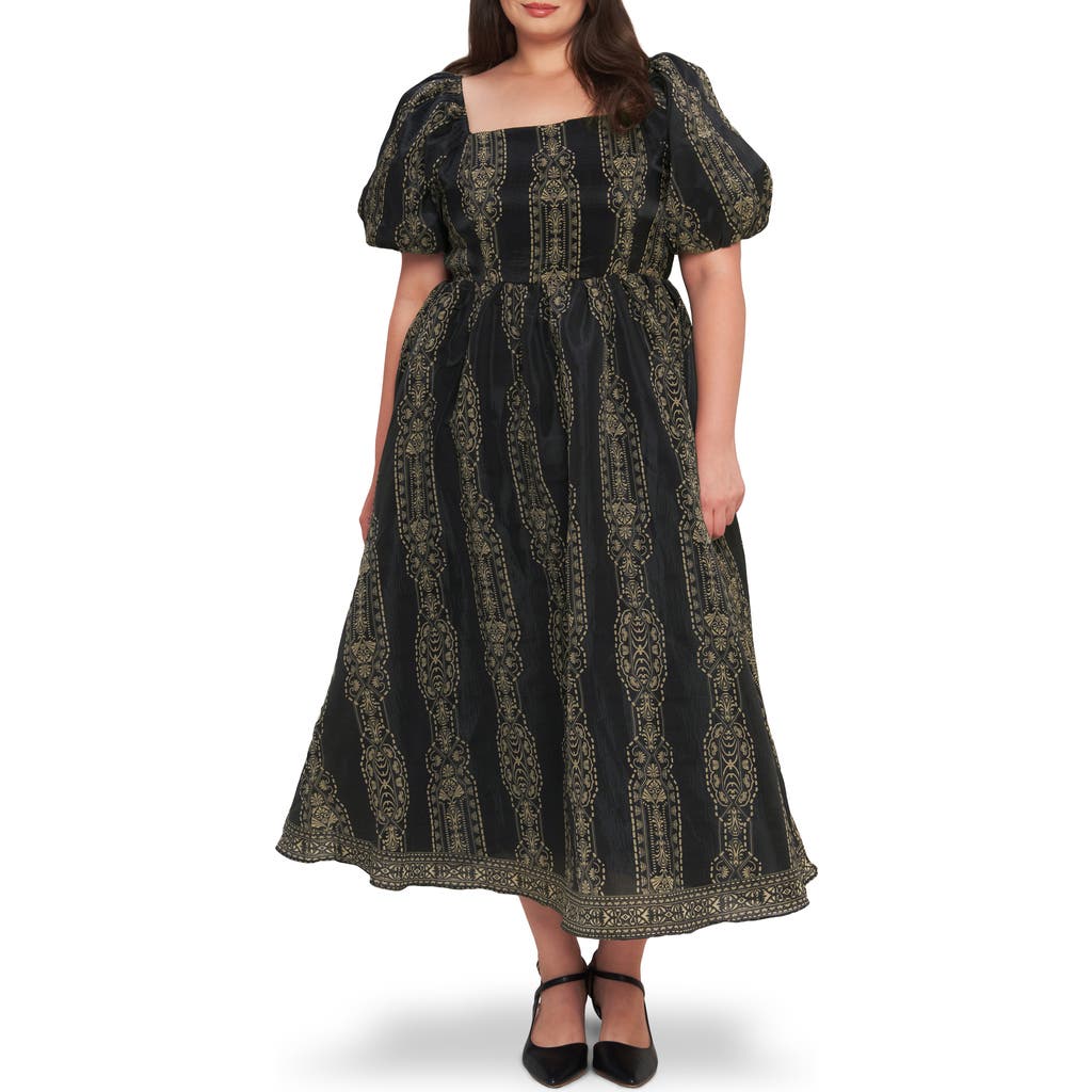 Flying Tomato Puff Sleeve Midi Dress In Brown