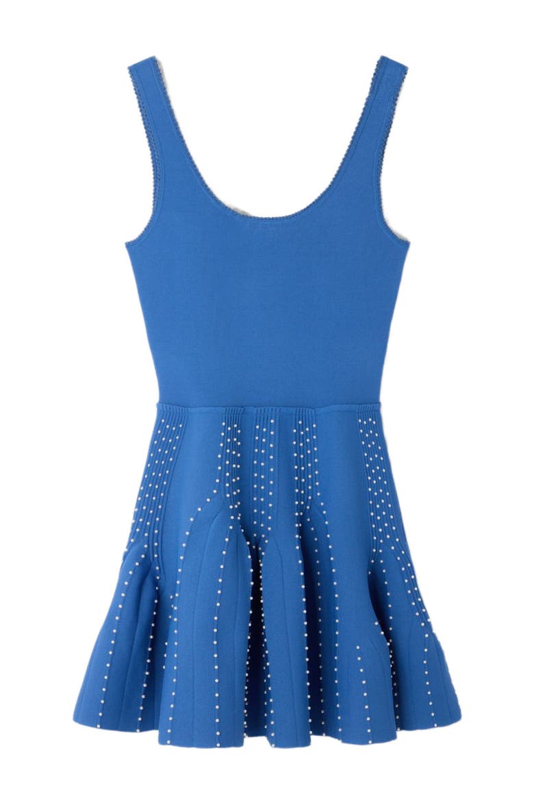 Beaded knit short dress, Alternate, color, Blue
