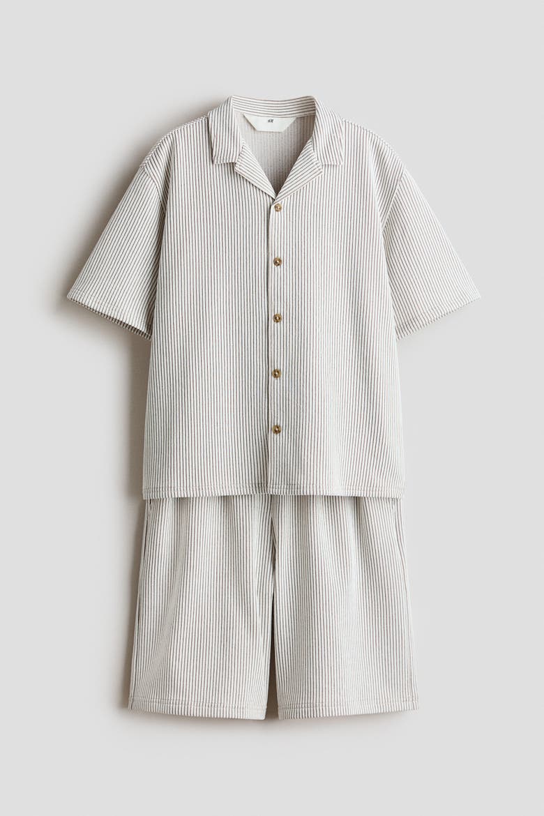 2-piece Textured Jersey Set, Main, color, Brown/striped