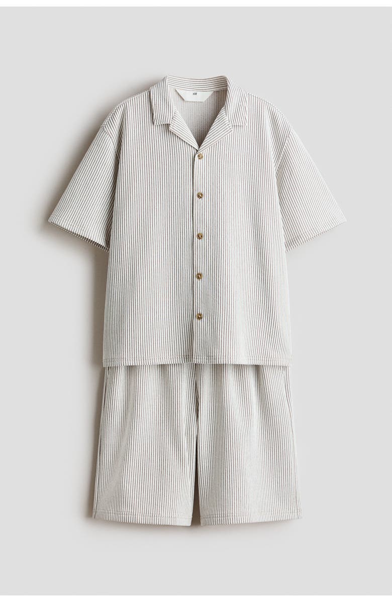 H&M 2-piece Textured Jersey Set, Main, color, Brown/Striped