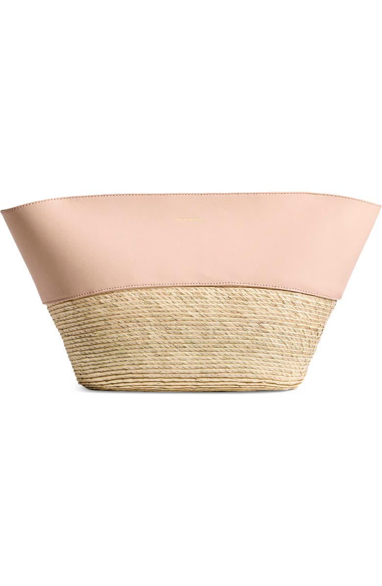 Altuzarra Leather & Straw Basket Clutch, Main, color, Pale Blush