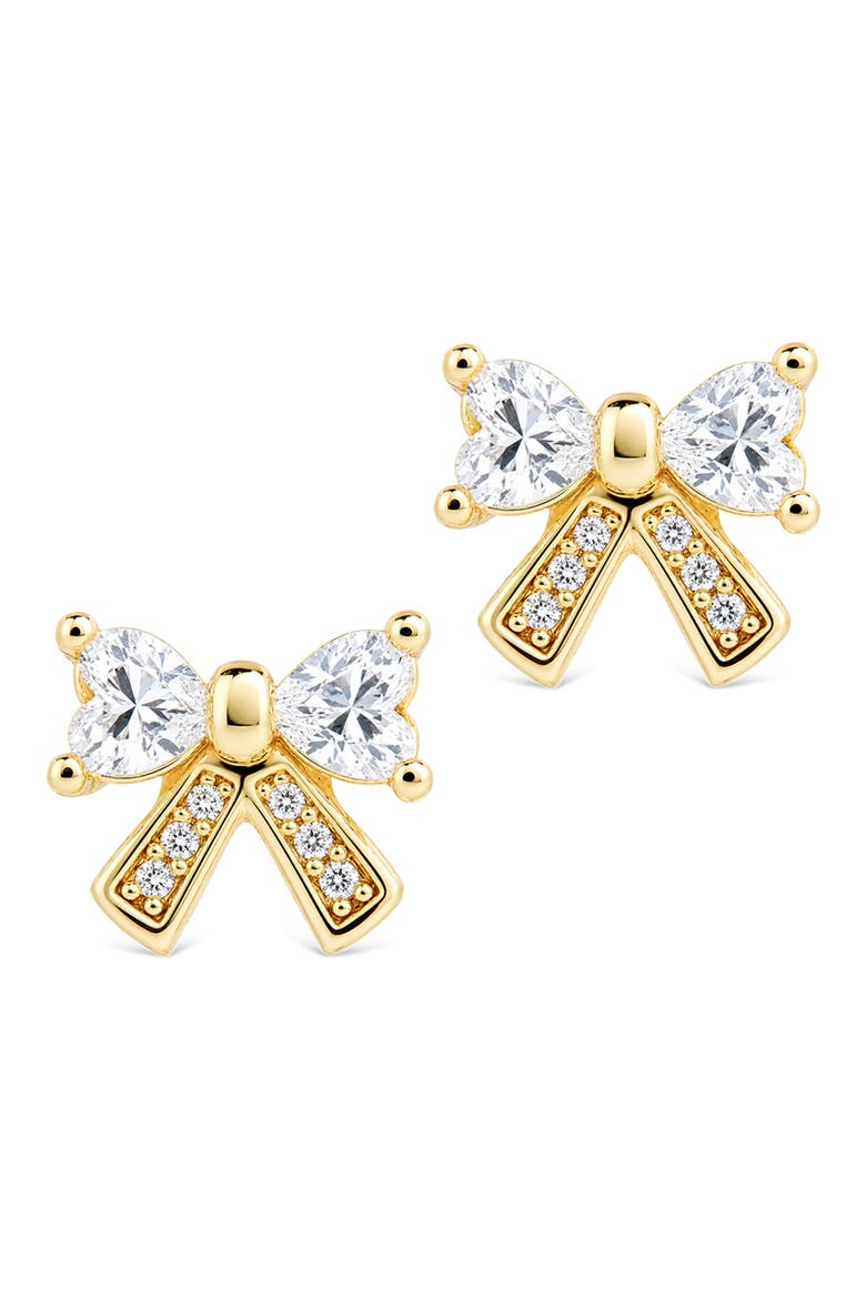 Pave Bow Stud Earrings, Alternate, color, GOLD