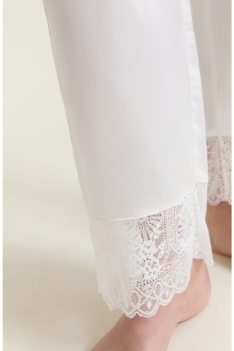 Rencontre Lace Trim Pajama Pants, Alternate, color, WHITE