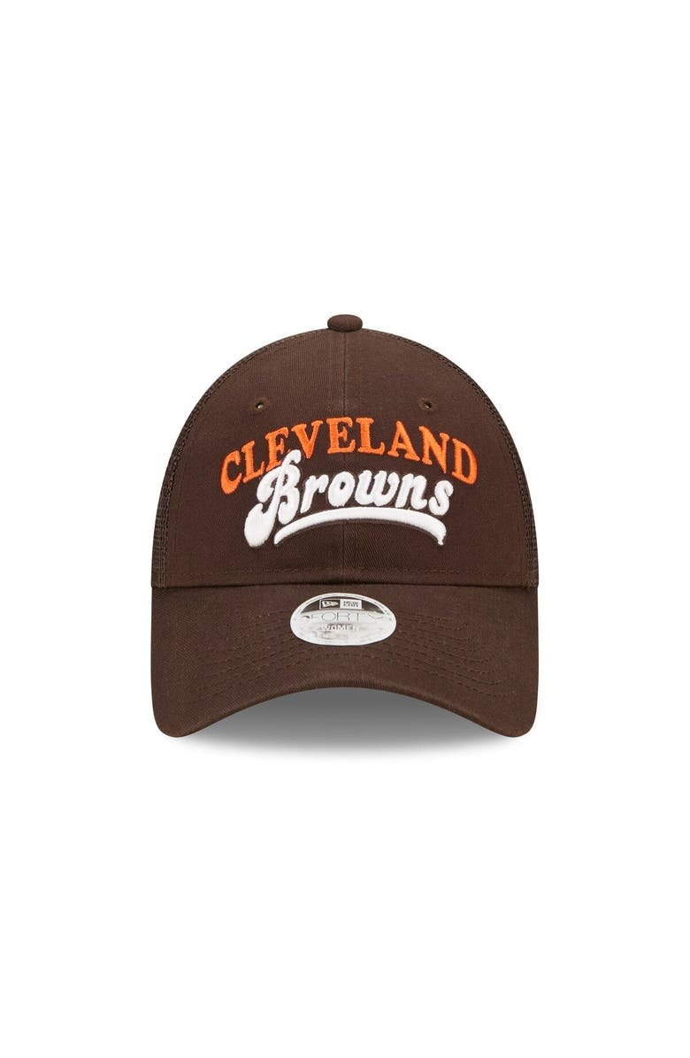 New Era Women's New Era Brown Cleveland Browns Team Trucker 9FORTY Snapback Hat, Alternate, color,