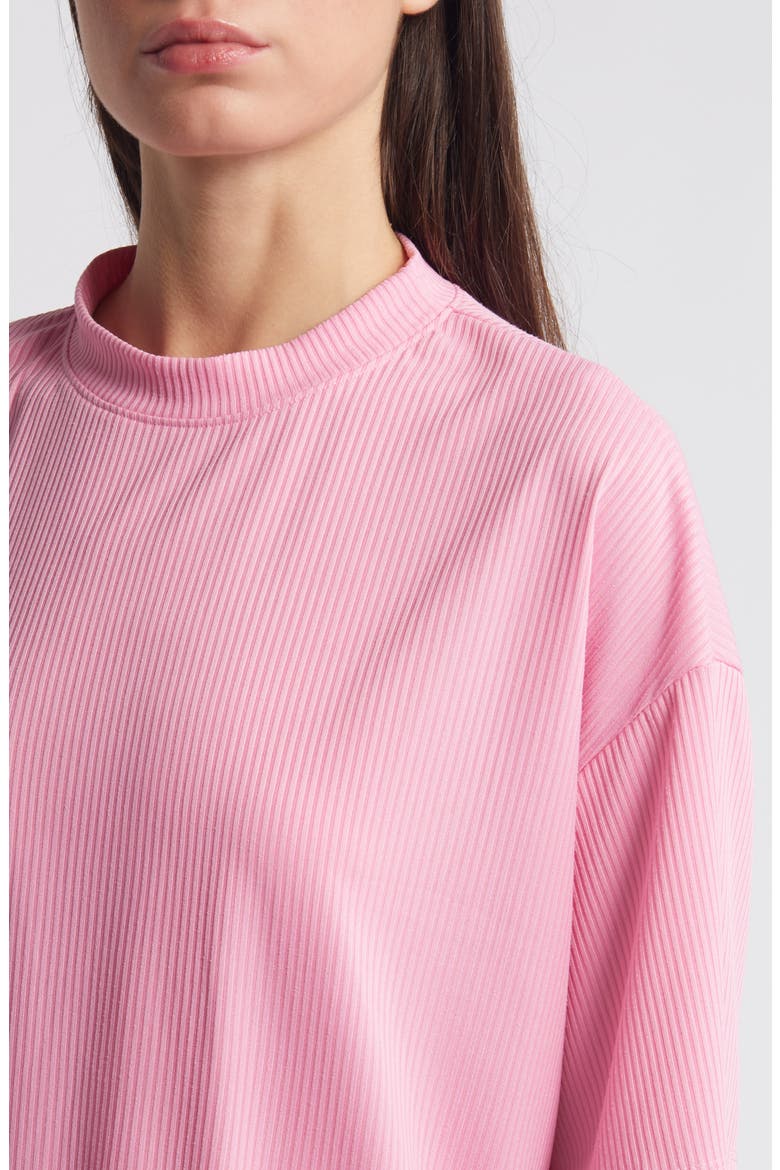 Lex Rib Oversize T-Shirt & High Waist Crop Pants, Alternate, color, PINKY ROSE
