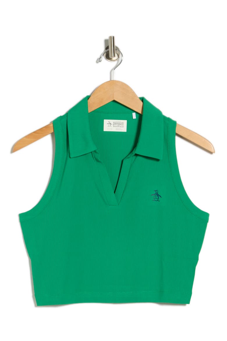 Solid Sleeveless Crop Polo, Alternate, color, JELLY BEAN