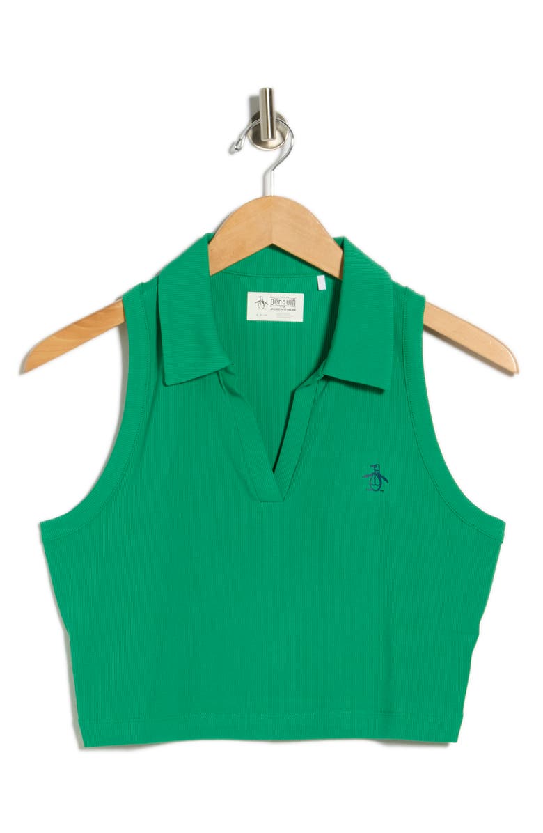 ORIGINAL PENGUIN GOLF Solid Sleeveless Crop Polo, Alternate, color, Jelly Bean