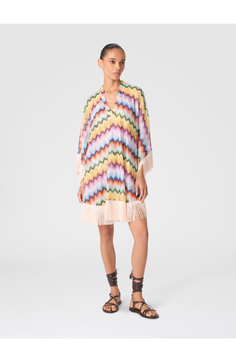 Missoni Short Caftan With Fringes And Gradient Stripe Print, Alternate, color, Multicoloured
